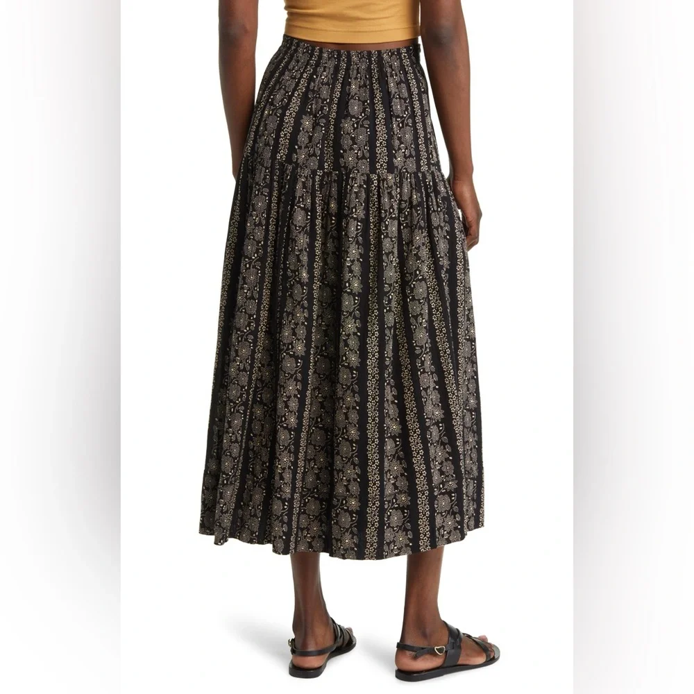 THE GREAT. Black and Cream Floral Maxi Skirt - Picture 12 of 13